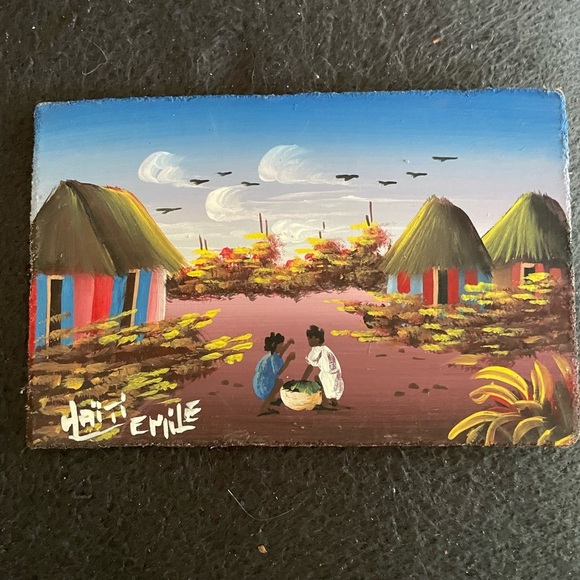 2 Pieces Haiti Paintings  4x6 in. Chipboard Panel Painting - Picture 2 of 6